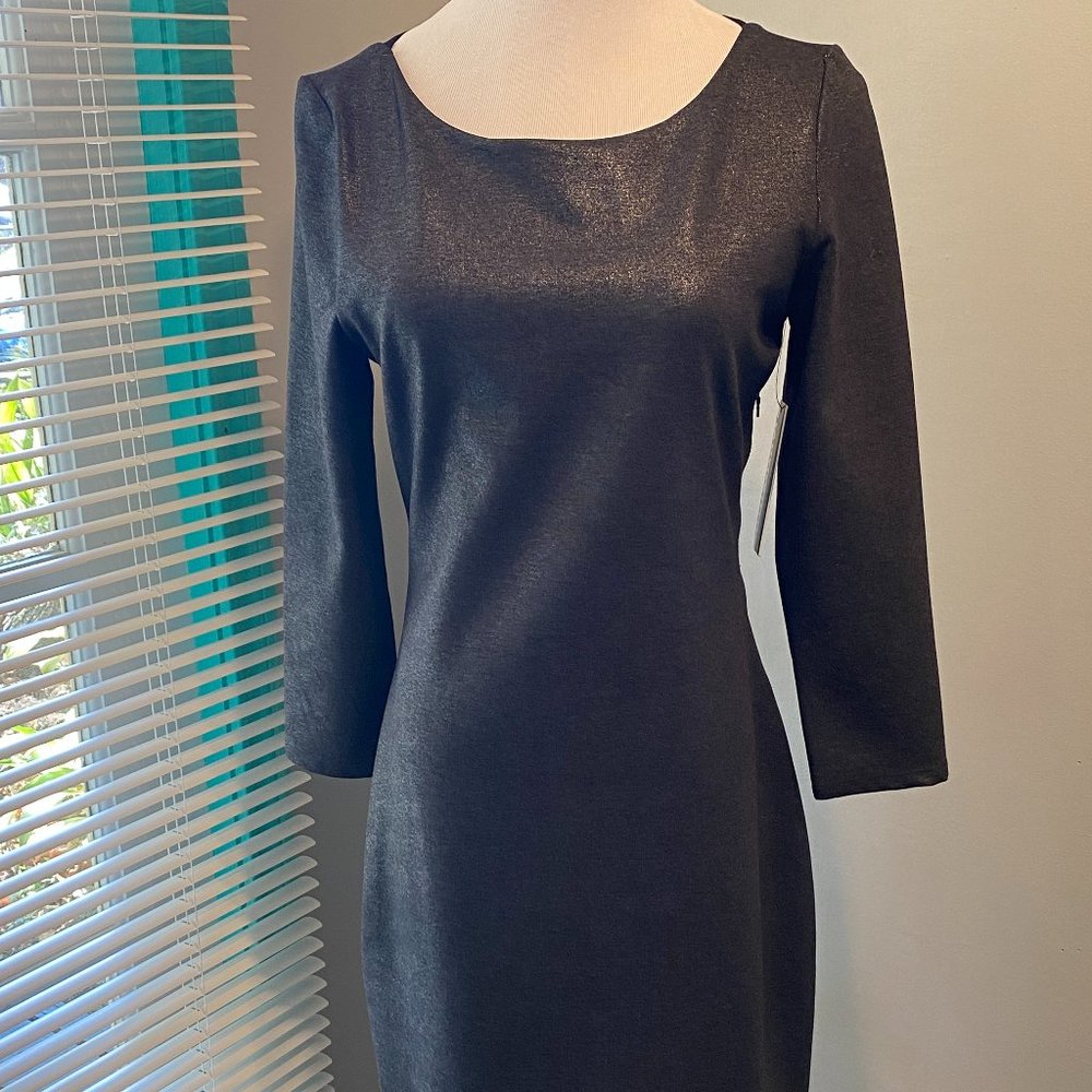 Sold! NWT Alice Olivia Size 12 Grey Silver Metallic bodycon sheath dress mesh